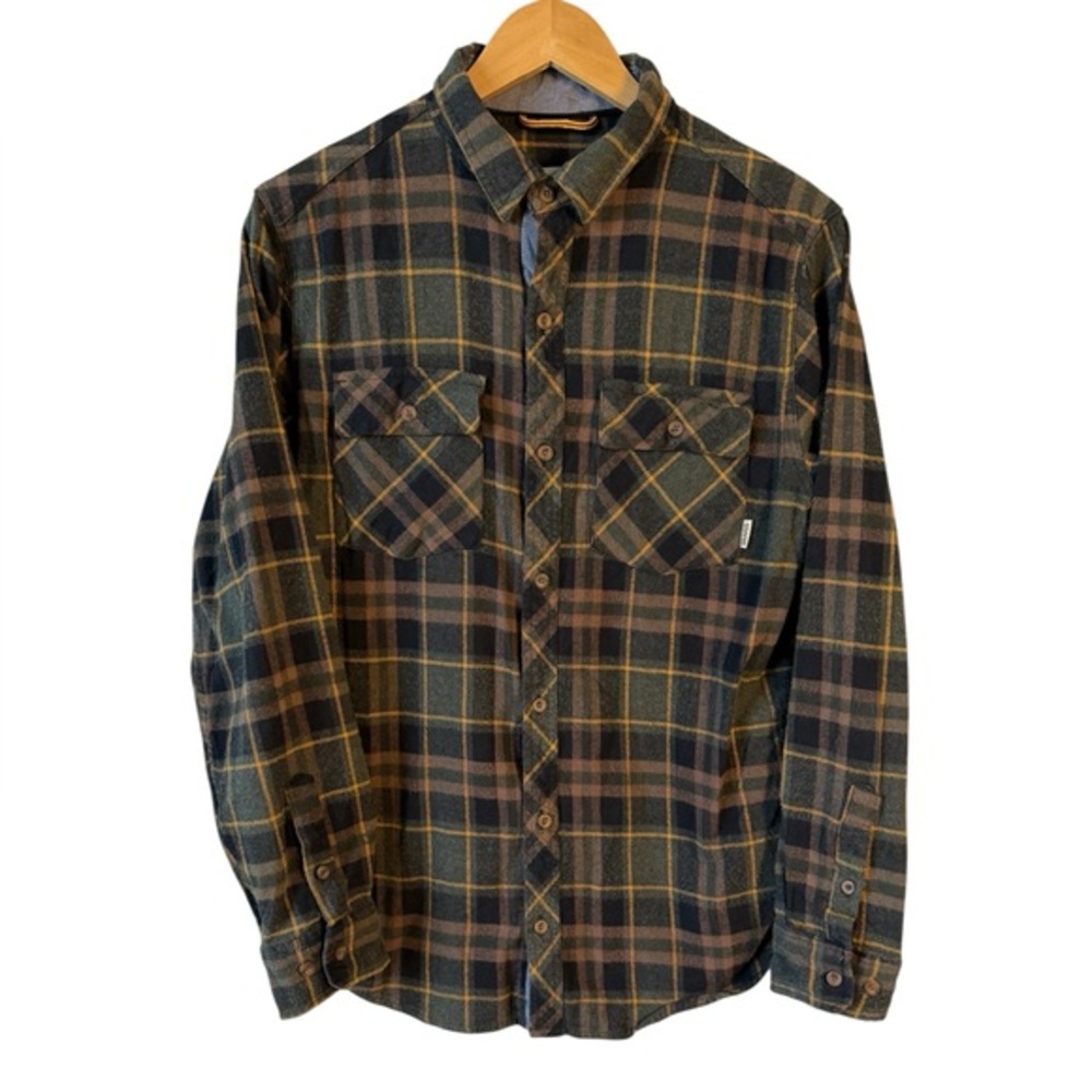 Dravus Plaid Flannel Shirt Mens Medium Green Blue Cotton‎ Button Front NWOT